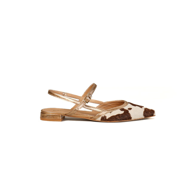 Divine Follie-Slingback cavallino maculato - laminato bronzo/latte/moro