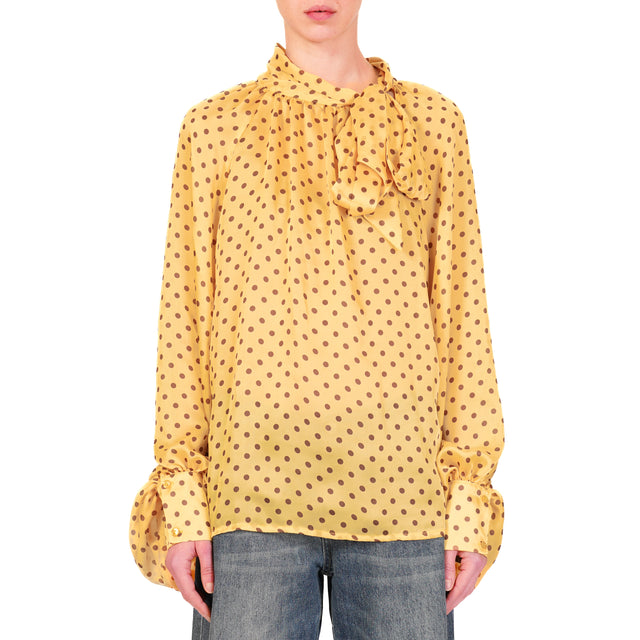 Tensione in-Camicia pois con fiocco - giallo/moka