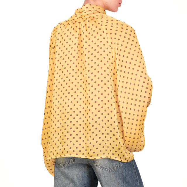 Tensione in-Camicia pois con fiocco - giallo/moka