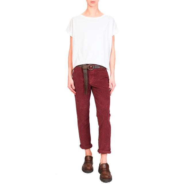 Zeroassoluto-LOIS chino trousers in stretch corduroy - wine