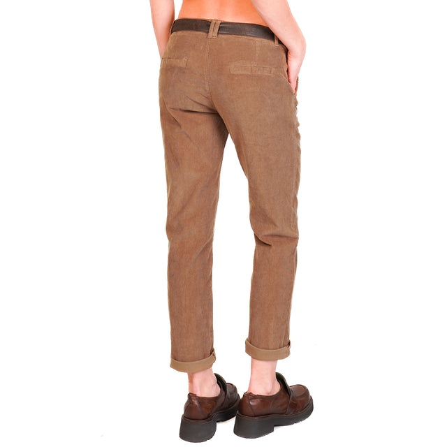 Zeroassoluto-Pantalone LOIS chino velluto millerighe elasticizzato - camel