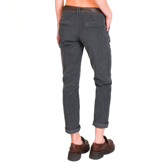 Zeroassoluto-LOIS chino trousers in stretch corduroy - lead