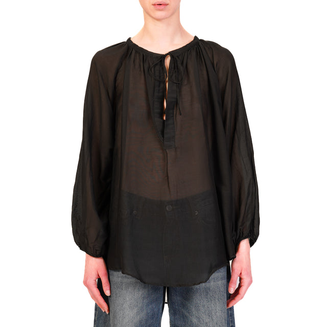 Kontatto-Blusa in mussola - nero