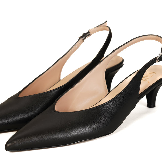 Ovyè-Slingback a punta - nero