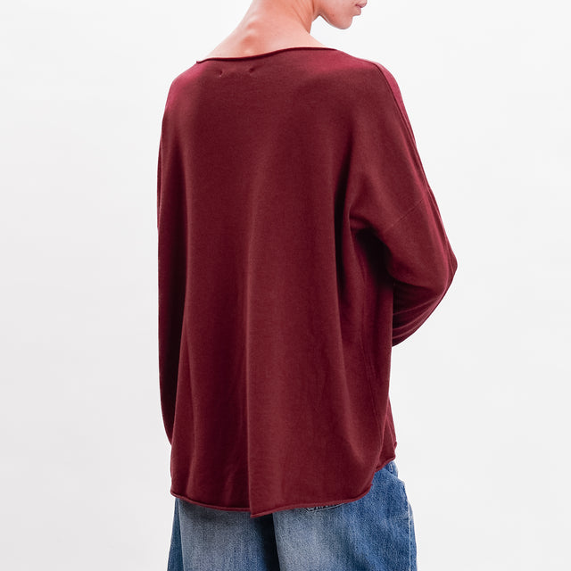 Zeroassoluto-Maglia stondata oversize - vino