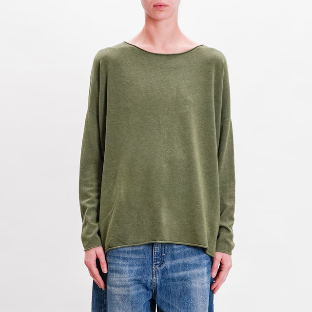 Zeroassoluto-Maglia stondata oversize - militare