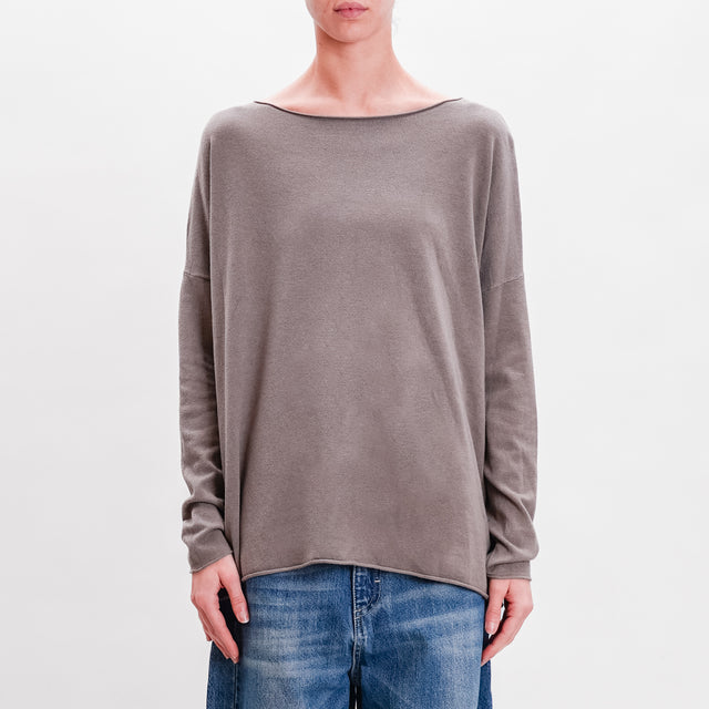 Zeroassoluto-Maglia stondata oversize - taupe