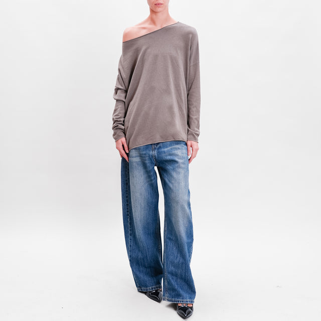 Zeroassoluto-Maglia stondata oversize - taupe