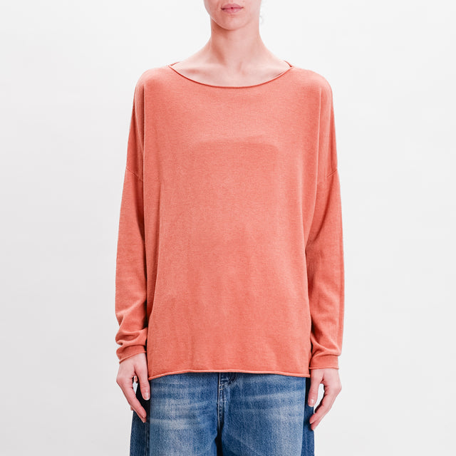 Zeroassoluto-Maglia stondata oversize - cannella