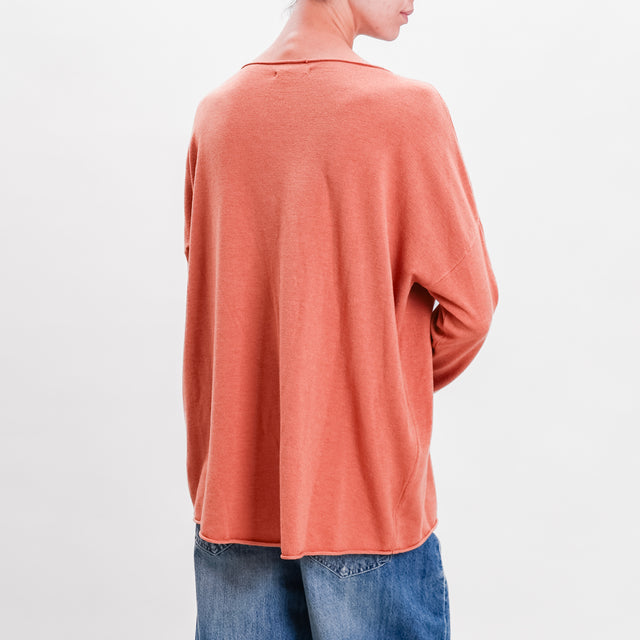 Zeroassoluto-Maglia stondata oversize - cannella