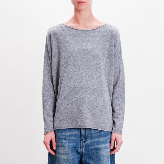 Zeroassoluto-Maglia stondata oversize - grigio medio melange