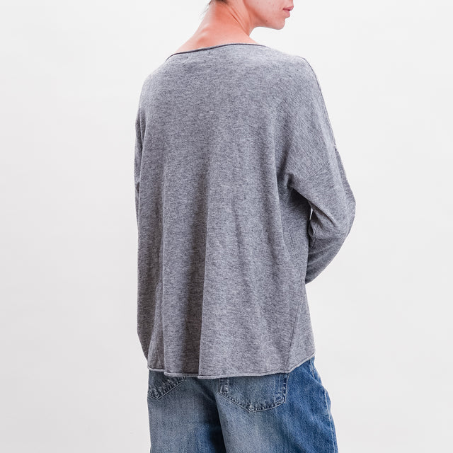 Zeroassoluto-Maglia stondata oversize - grigio medio melange