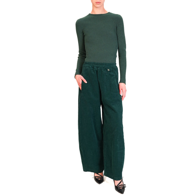 Souvenir-Pantalone velluto 1000 righe elasticizzato - verde