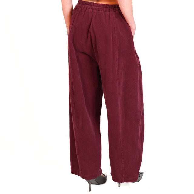 Souvenir-1000-stripe stretch velvet trousers - wine