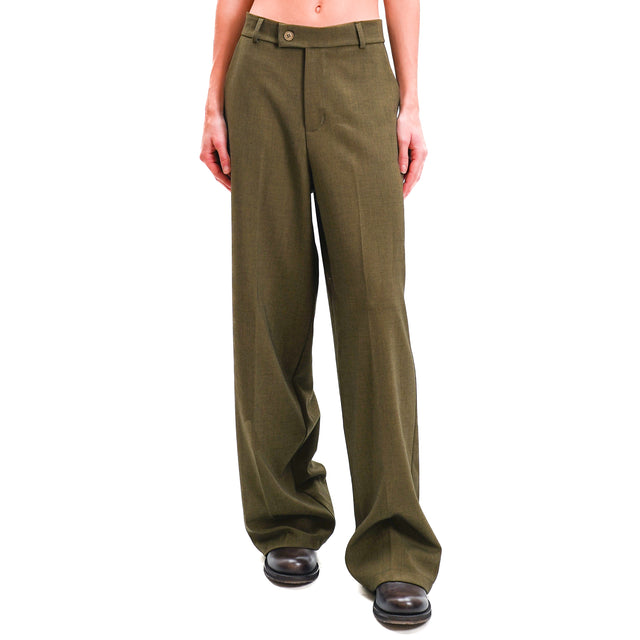 Zeroassoluto-Pantalone GENDER wide leg genderless - olive melange