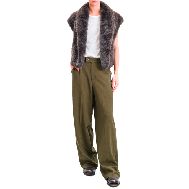 Zeroassoluto-Pantalone GENDER wide leg genderless - olive melange