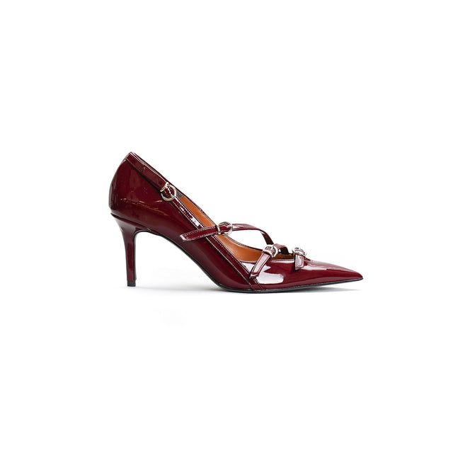 Divine follies-3 buckle pumps - naplak burgundy