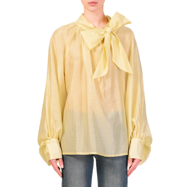 Tensione in-Camicia mussola manica palloncino - giallo