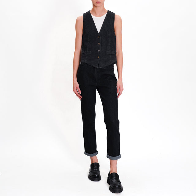 Zeroassoluto-LOIS chino trousers in stretch denim - black denim