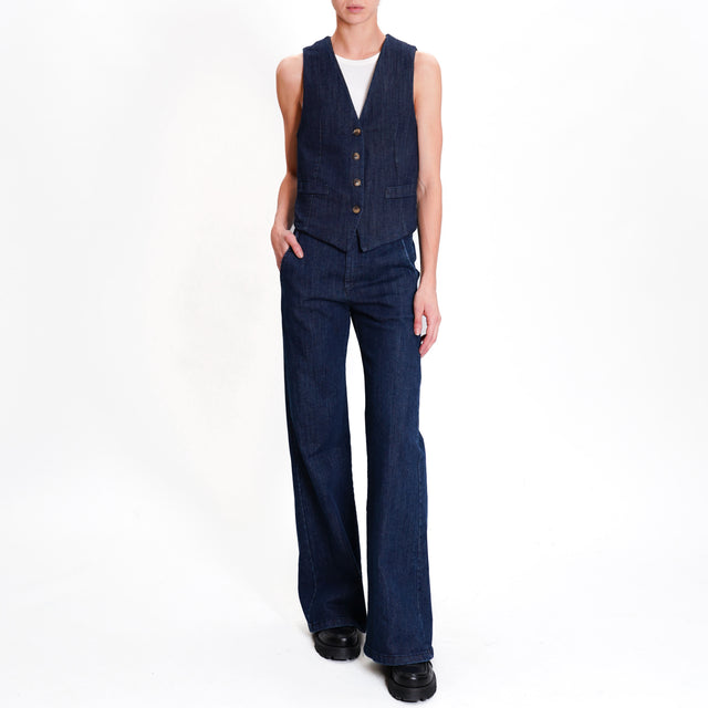 Zeroassoluto-LILLY palazzo pants in stretch denim - denim