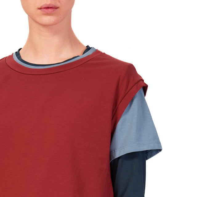 Zeroassoluto-Set tre t-shirt in jersey elasticizzato - cherry/avio/blu