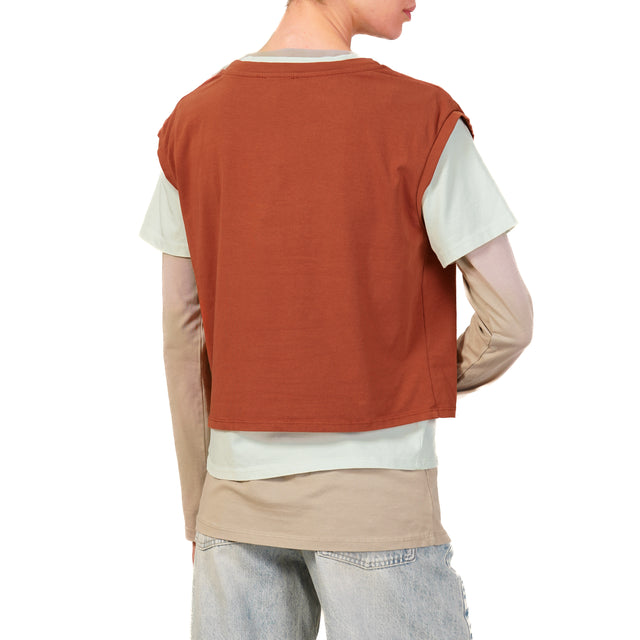 Zeroassoluto-Set tre t-shirt in jersey elasticizzato - coccio/acqua/taupe