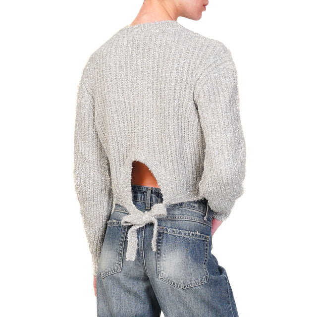 Vicolo-Lurex sweater with knot at the back - silver