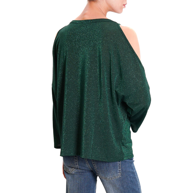 Kontatto-T-shirt cut out lurex - verde