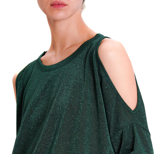 Kontatto-T-shirt cut out lurex - verde