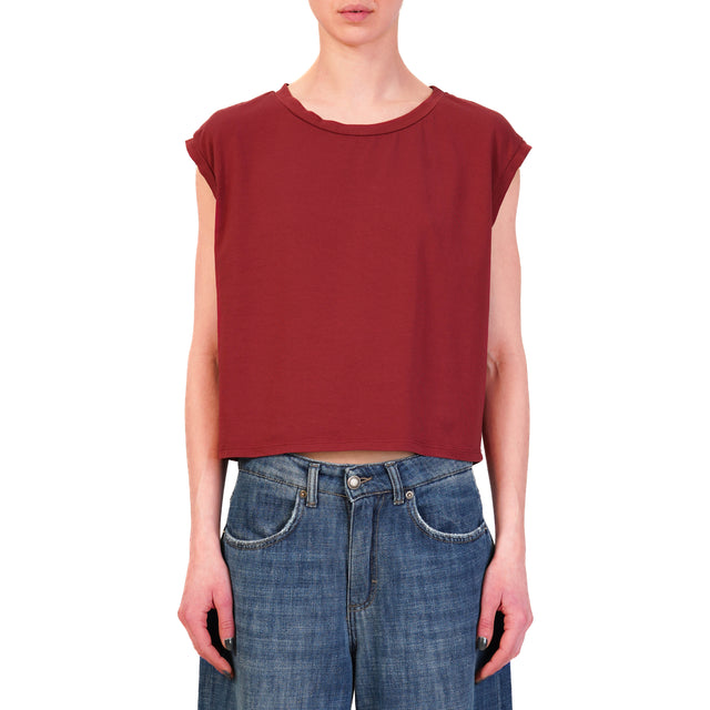 Zeroassoluto-T-shirt smanicata cotone elasticizzato - cherry