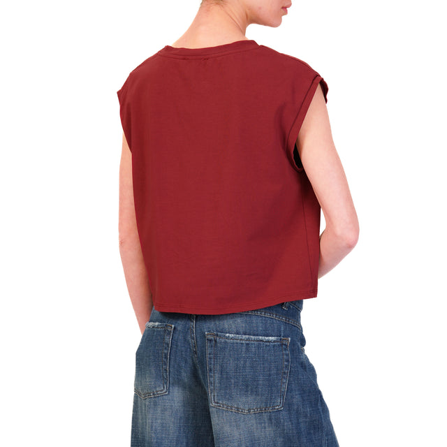 Zeroassoluto-T-shirt smanicata cotone elasticizzato - cherry