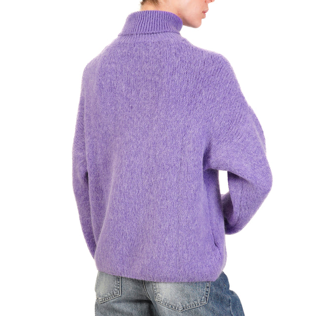 Zeroassoluto-Maglia collo alto alpaca - viola