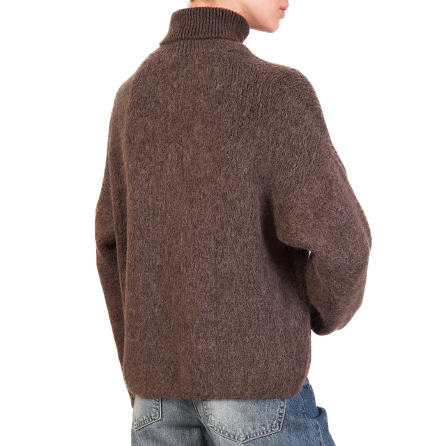 Zeroassoluto-Maglia collo alto alpaca- moro