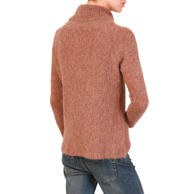 Zeroassoluto-Maglia collo alto alpaca - blush