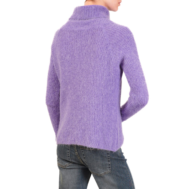 Zeroassoluto-Maglia collo alto alpaca - viola