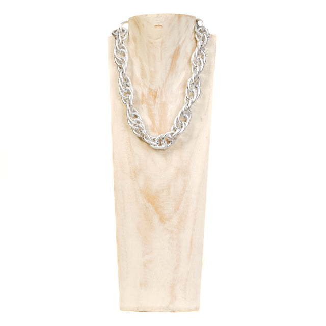 W by Whitemood-Double ring chain necklace - silver