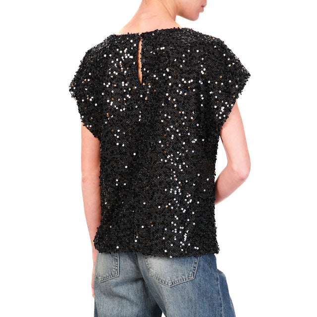 Vicolo-Blusa con paillettes - nero