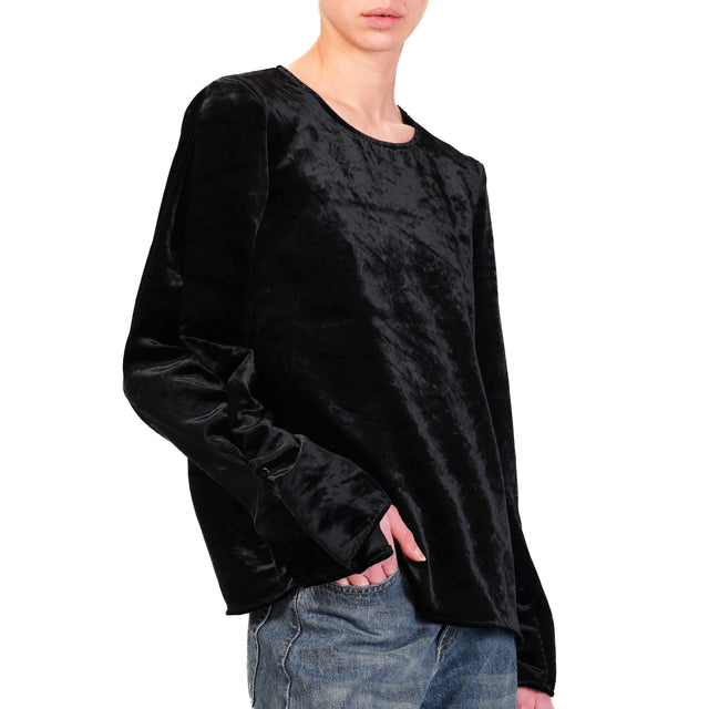 Vicolo-Blouse velvet button back - black