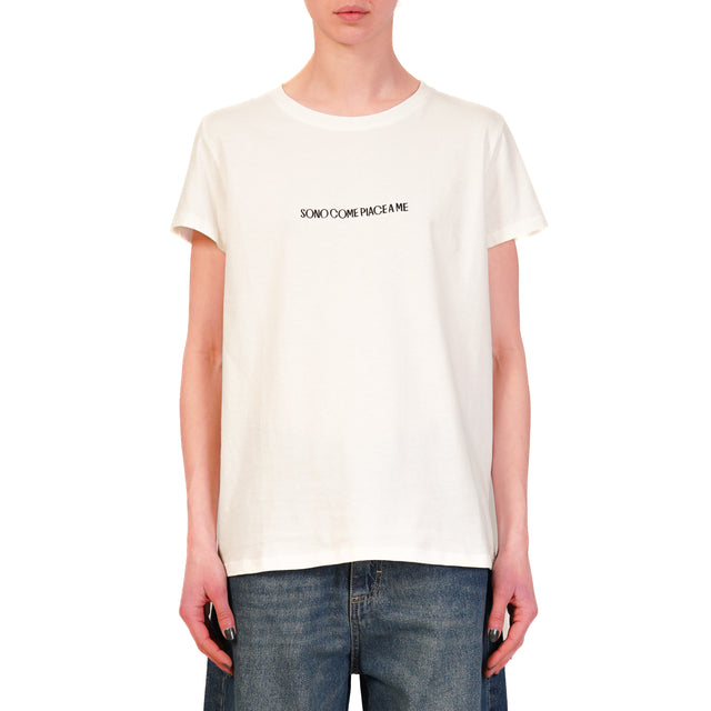 Vicolo-T-shirt "SONO COME PIACE A ME" - bianco