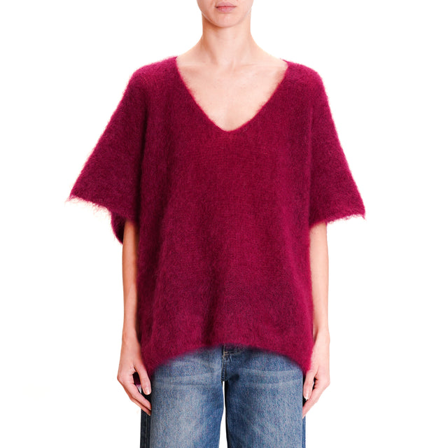 Dixie-Maglia mohair scollo v smanicata - vino