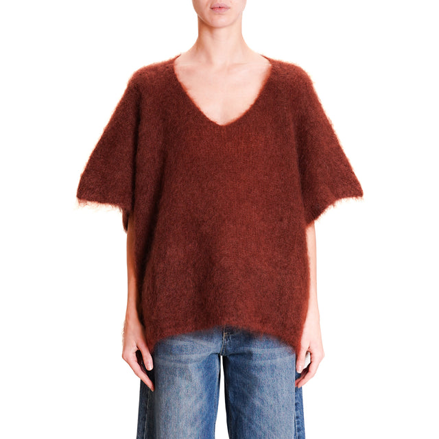 Dixie-Maglia mohair scollo v smanicata - caffe'