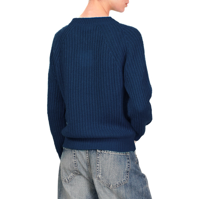 Vicolo-Ribbed Mohair Sweater - Blue