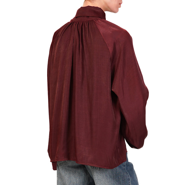 Haveone-Camicia manica palloncino con fiocco - vino