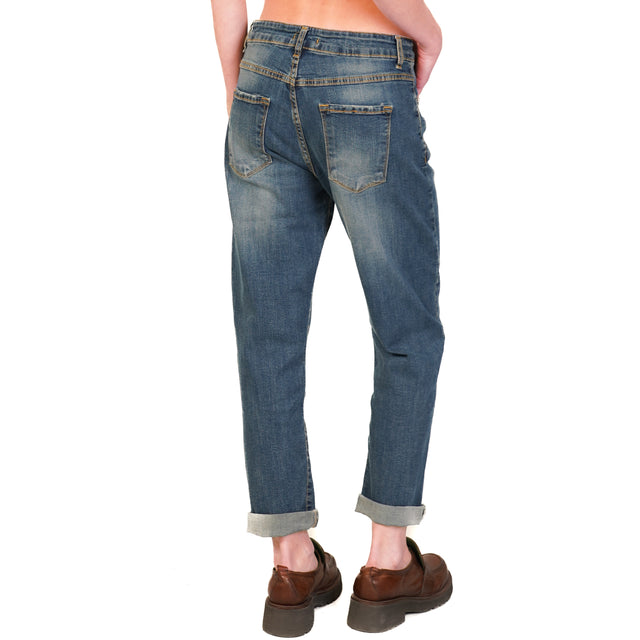 Zeroassoluto- Jeans LISA boyfriend lavaggio tè elasticizzato - denim