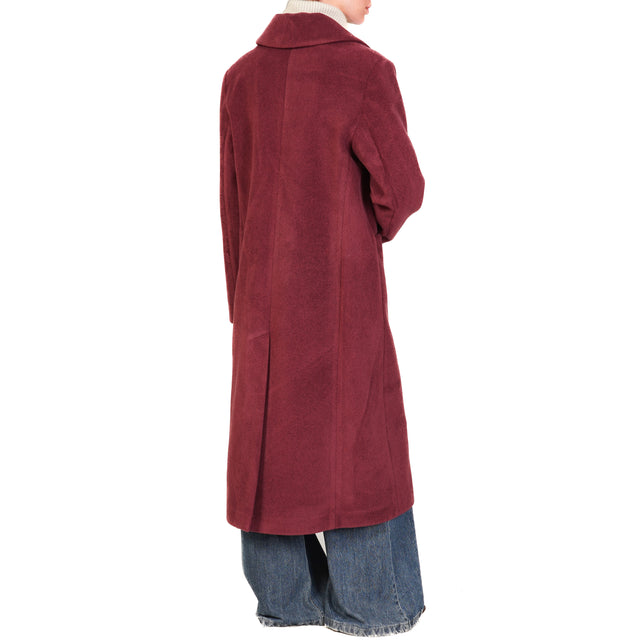 Haveone-Cappotto doppiopetto con spilla - vino