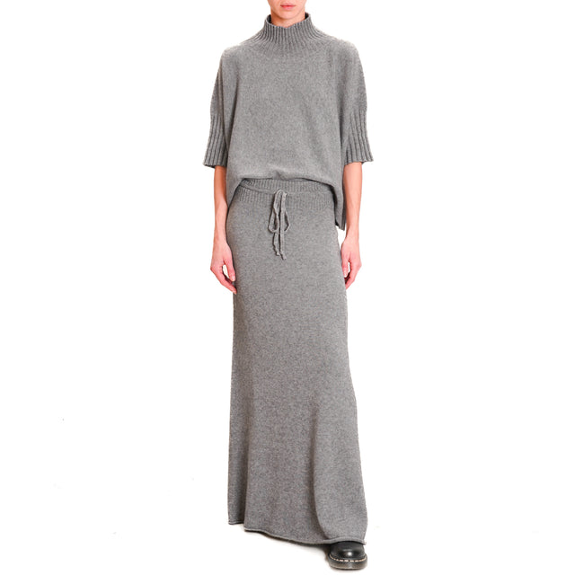 Kontatto-QS Knit Skirt with Drawstring - Medium Grey