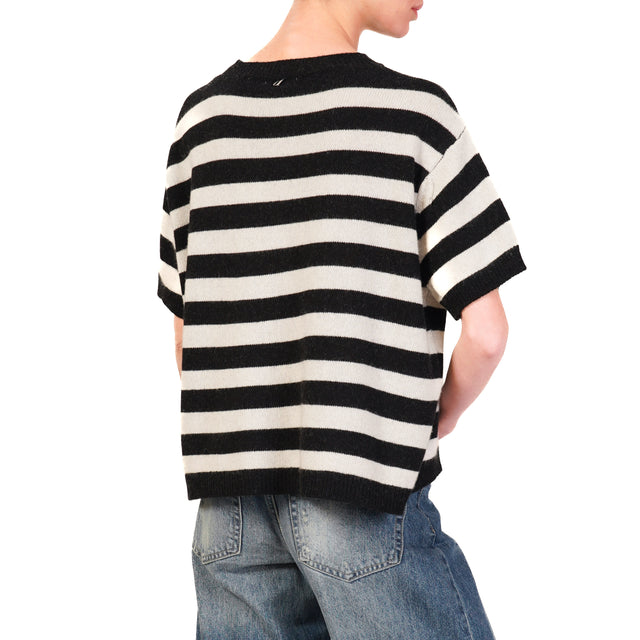 Dixie-Maglia righe misto cashmere - nero/latte