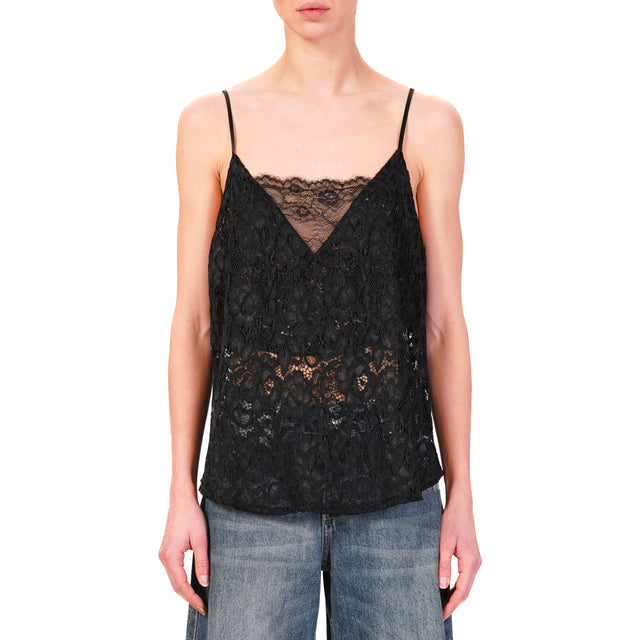 Dixie-Top in pizzo bretelle regolabili - nero