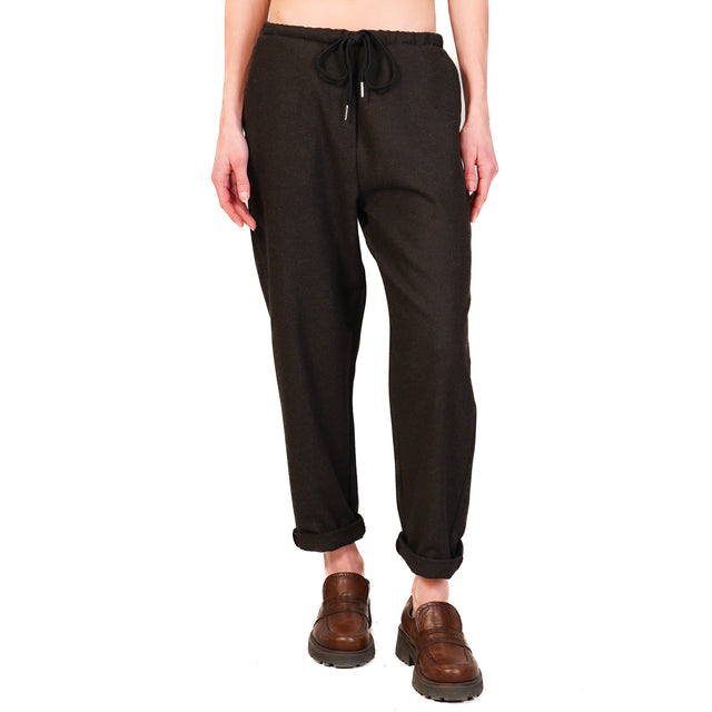 Zeroassoluto-Pantalone GILDA flanella baggy - moro