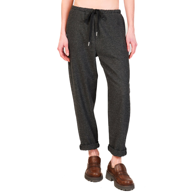 Zeroassoluto-Pantalone GILDA flanella baggy - antracite